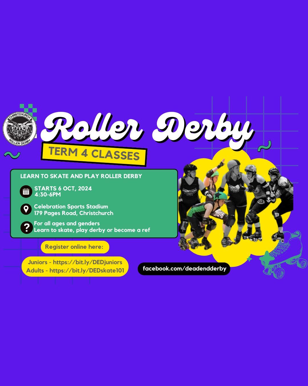 Learn to Skate\/Learn to Play Roller Derby - Term 4 - All genders and ages