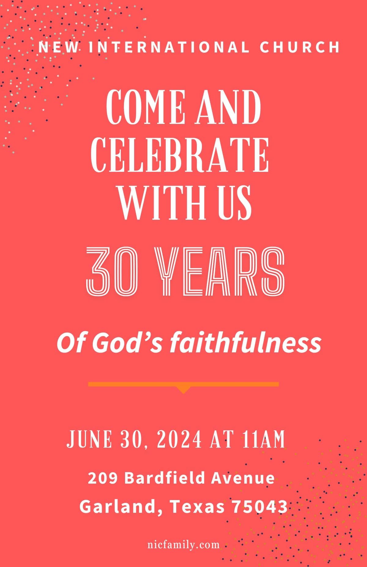 Celebrating 30 Years of New International Church
