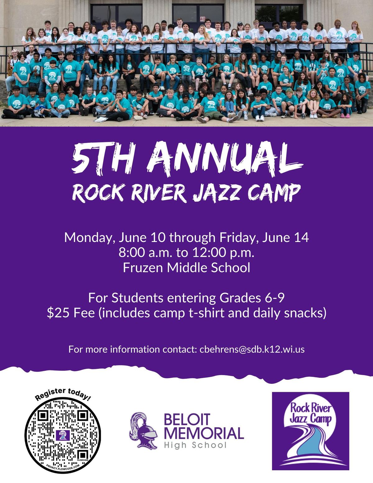 5th Annual Rock River Jazz Camp (for students entering Grades 6-9)