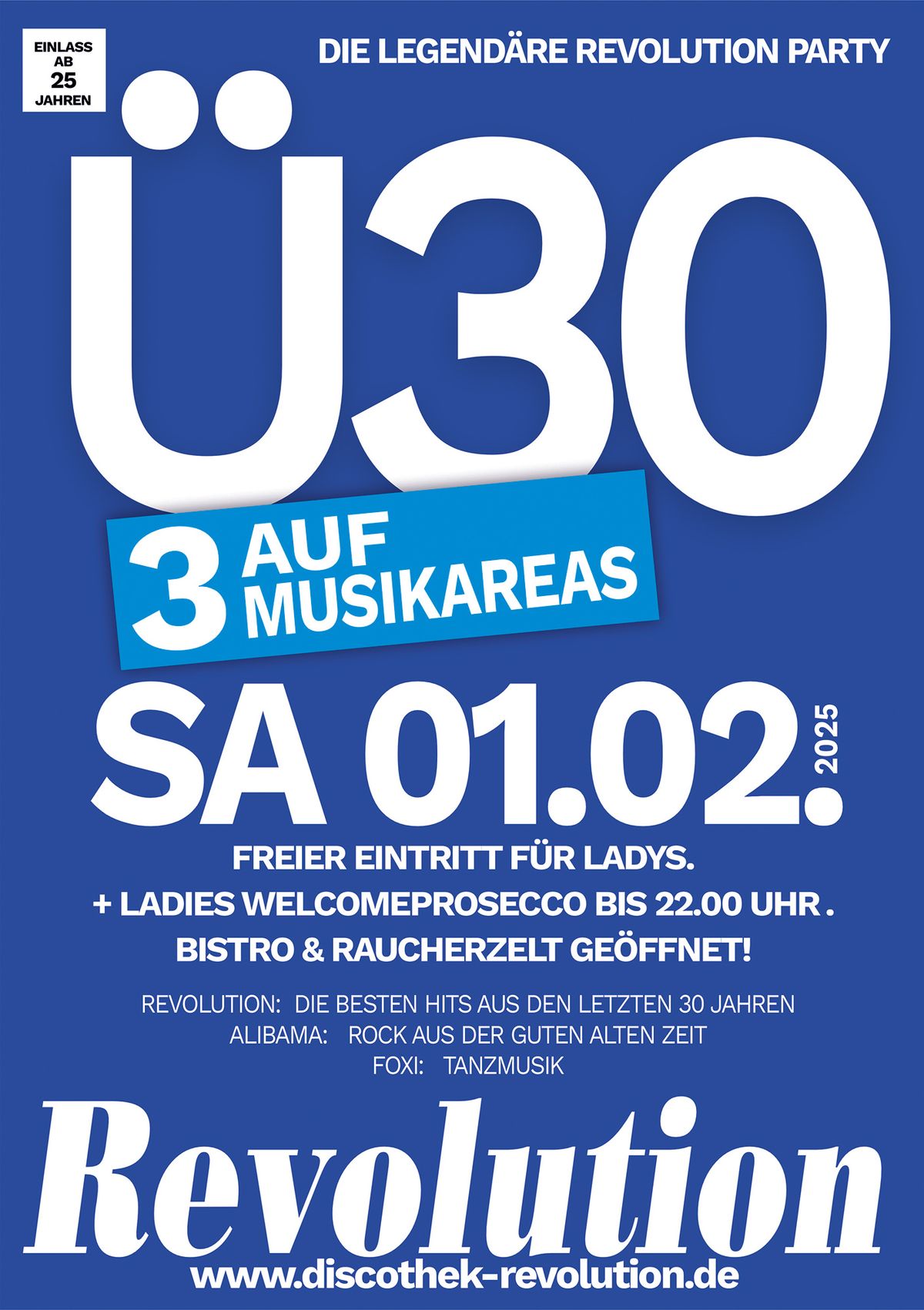 \u00dc30 PARTY - auf 3 Musikareas!