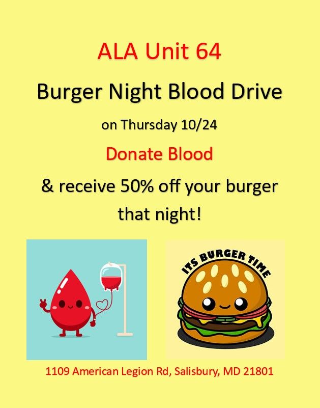 ALA Unit 64 Burger Night Blood Drive