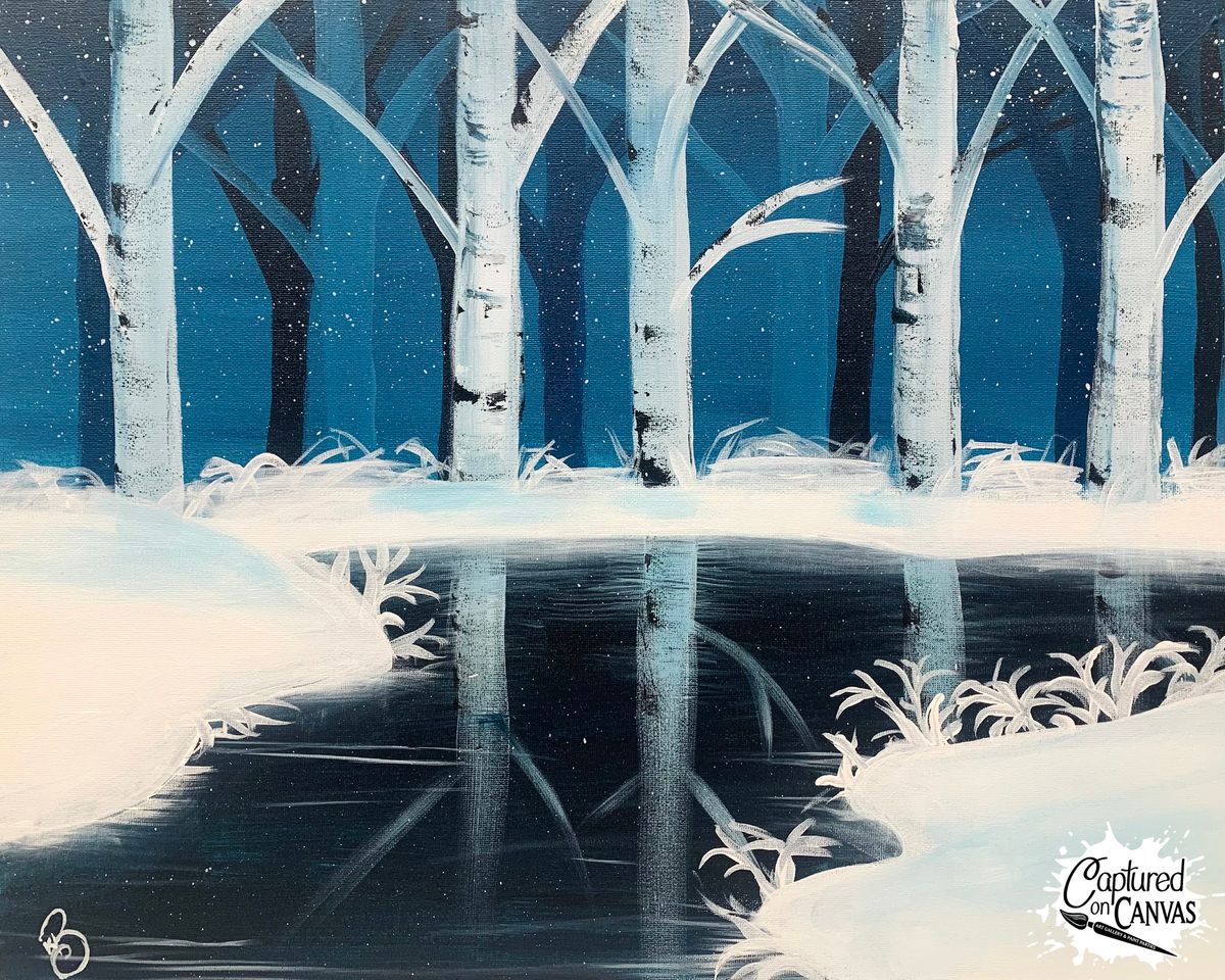 Snowy Birch Forest Paint Party!