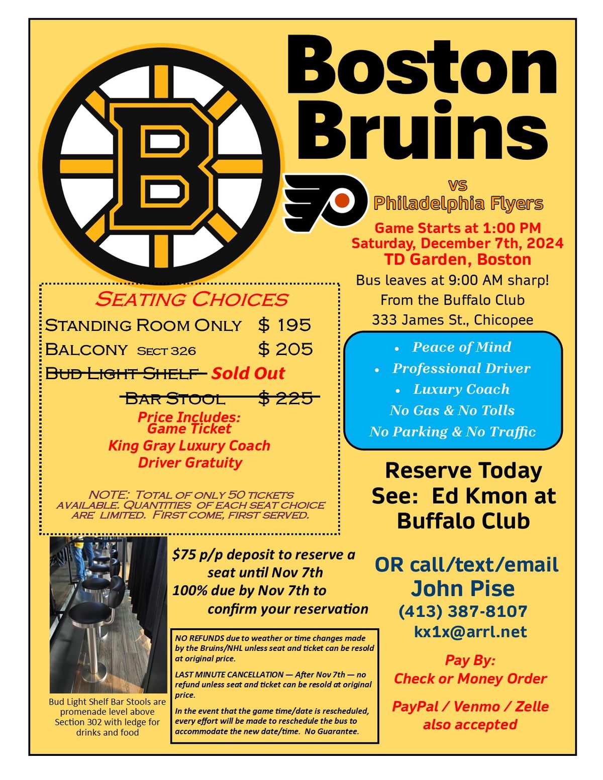 Bruins vs. Flyers Bus Trip