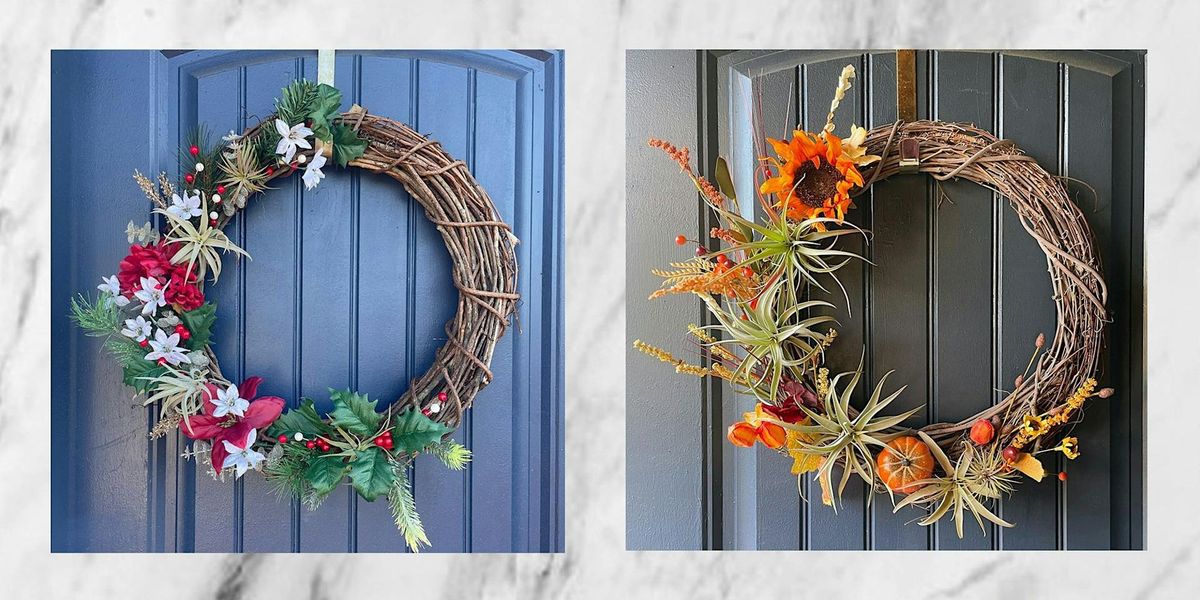 Patchwork Fall OR Holiday Air Plant Wreaths Craft Workshop