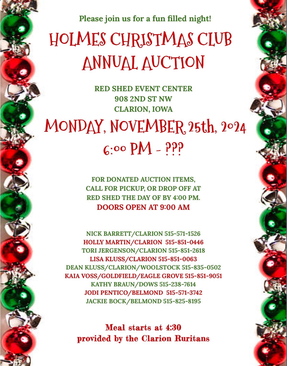 Holmes Christmas Club Auction 2024