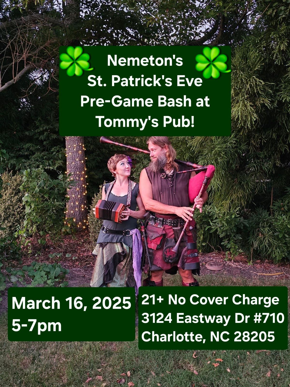 Nemeton's St. Patrick's Eve Pre-Game Bash at Tommy's Pub! \ud83c\udf40