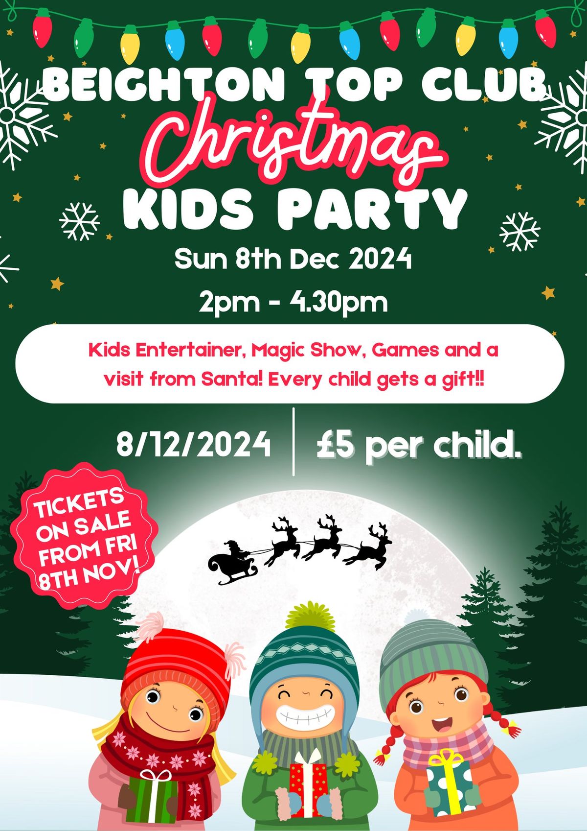 Kids Christmas Party Sun 8th Dec 2 - 4.30pm \u00a35 per ticket *Every kid gets a gift* 