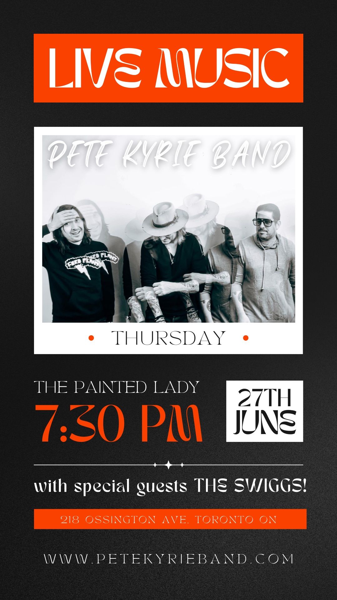 Pete Kyrie Band w\/ The Swiggs at The Painted Lady