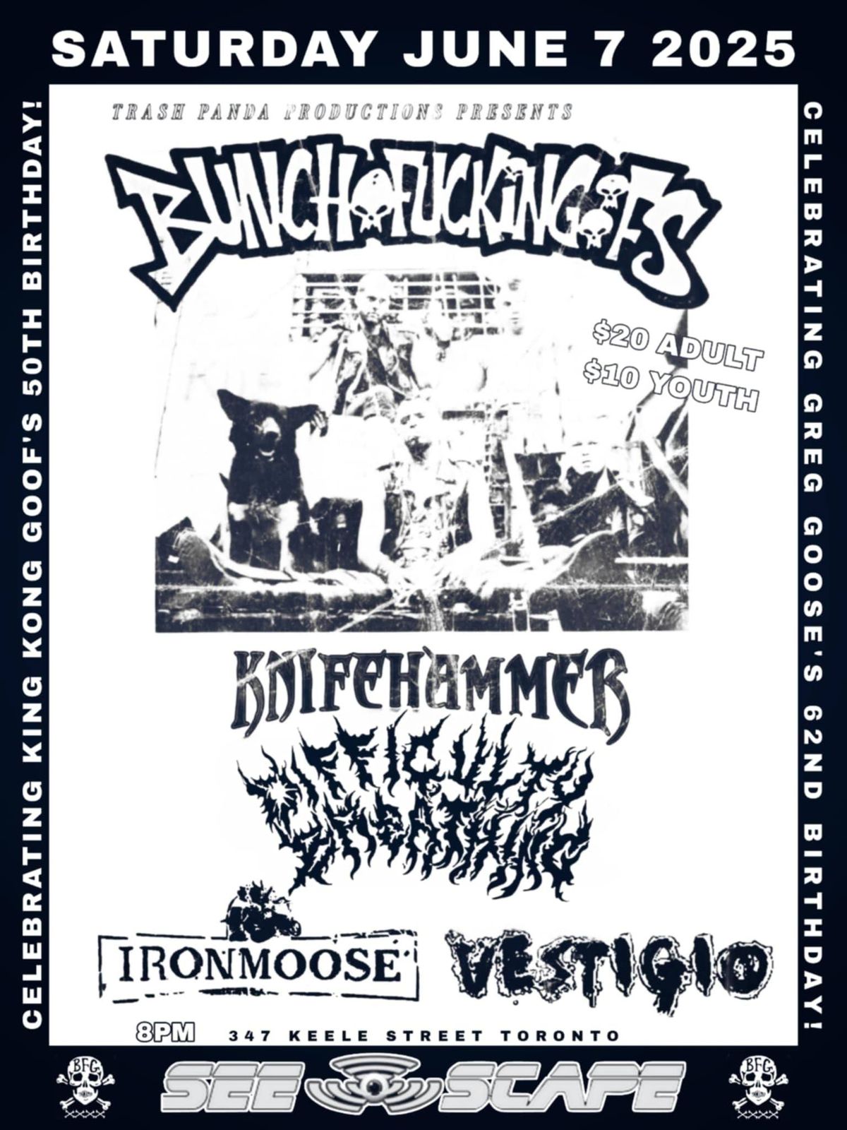 BUNCHOFUCKINGOOFS\/DIFFICULTY BREATHING \/ KNIFEHAMMER \/ IRON MOOSE \/ VESTIGIO