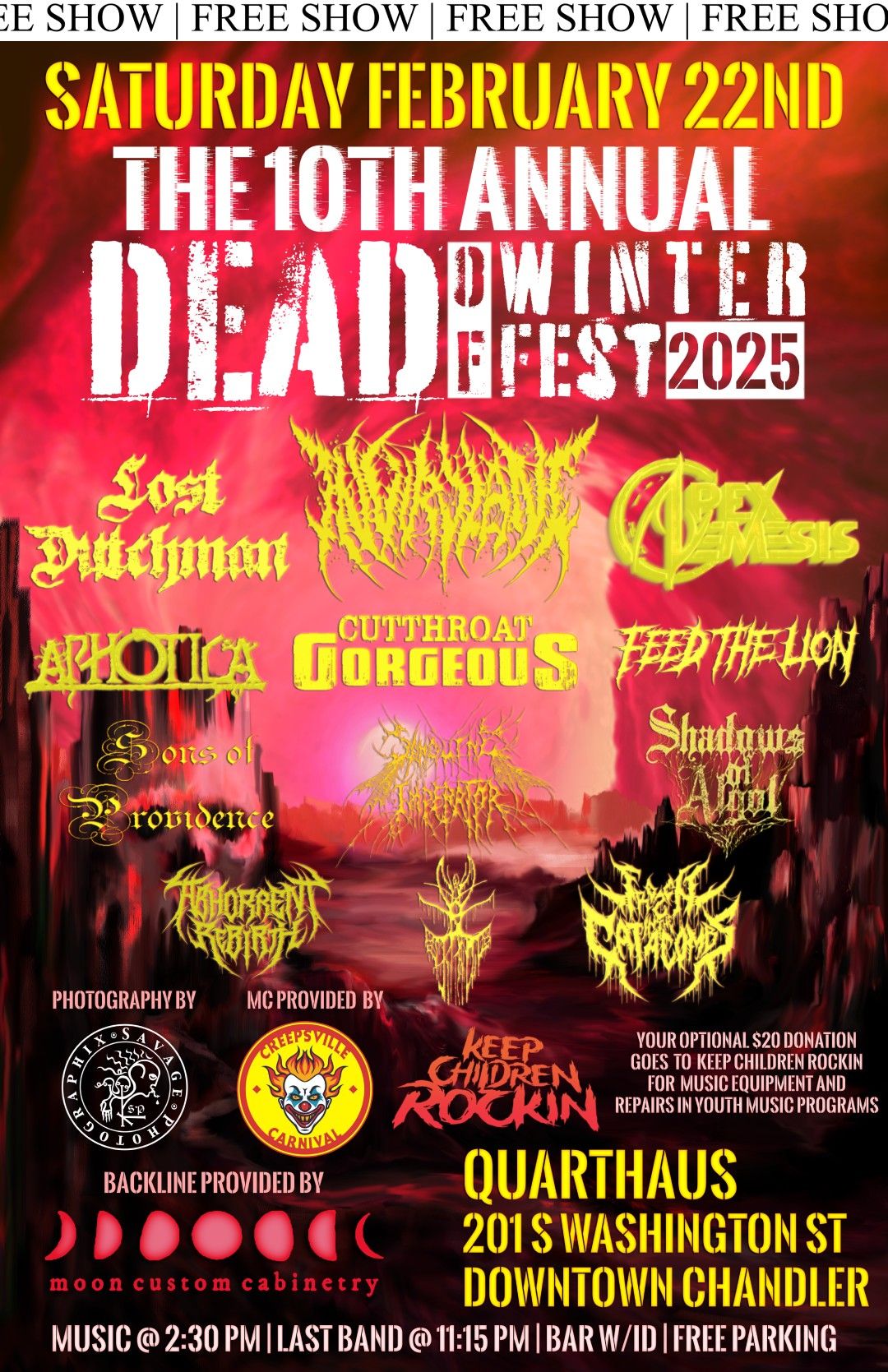 FREE SHOW - 10th Annual Dead Of Winter Fest - Heavy Metal For Charity