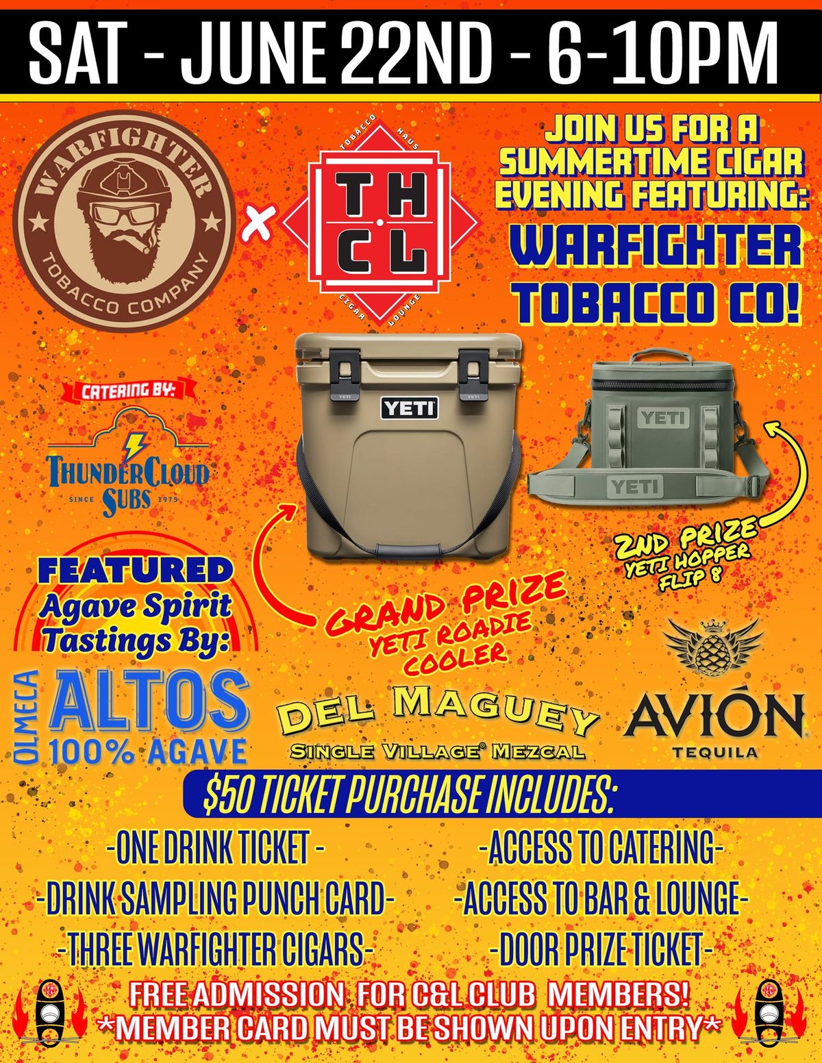Summertime Event With Warfighter Tobacco Co, Altos Tequila, Del Maguey Mezcal, and Avion Tequila!