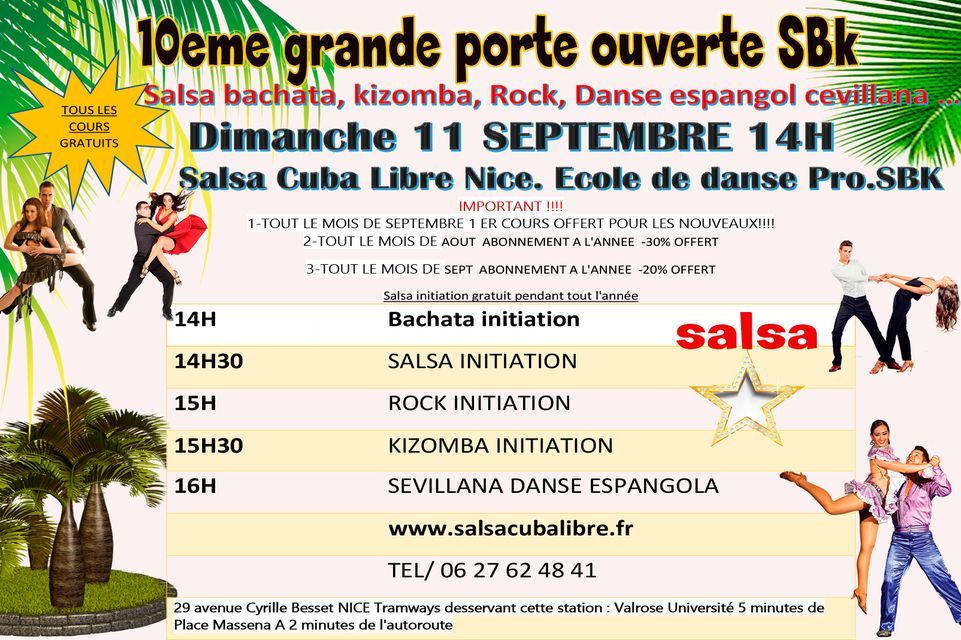 10eme Porte ouvert Dimanche 11 SEPTEMBRE , Cours de danse gratuit!!