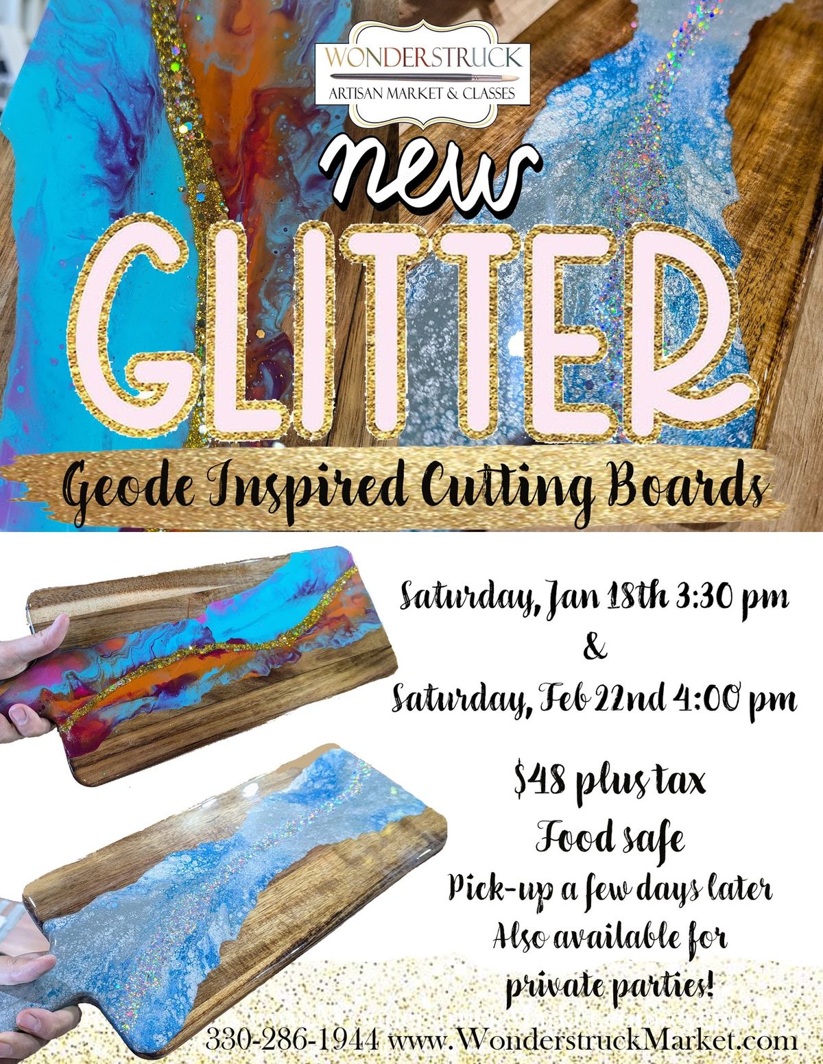 New GLITTER GEODE Cutting Boards