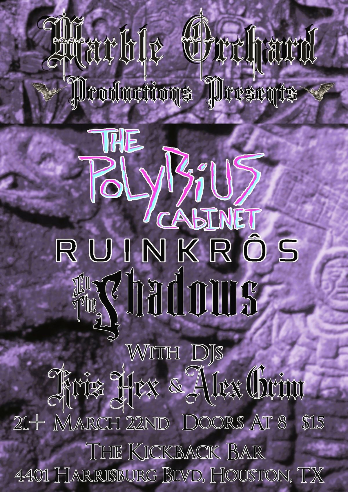 Marble Orchard Productions Presents: The Polybius Cabinet w\/Ruinkros and In The Shadows