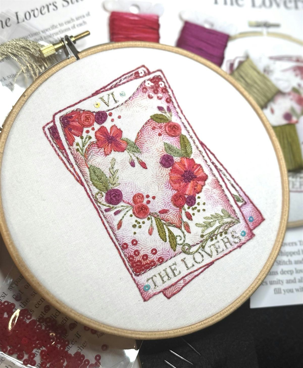 The Lovers Tarot Card Embroidery Workshop at Jessica de Lotz Jewellery