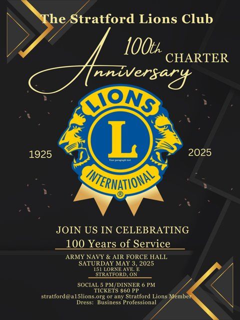 Stratford Lions Club 100th Anniversary Celebration - 1925 - 2025