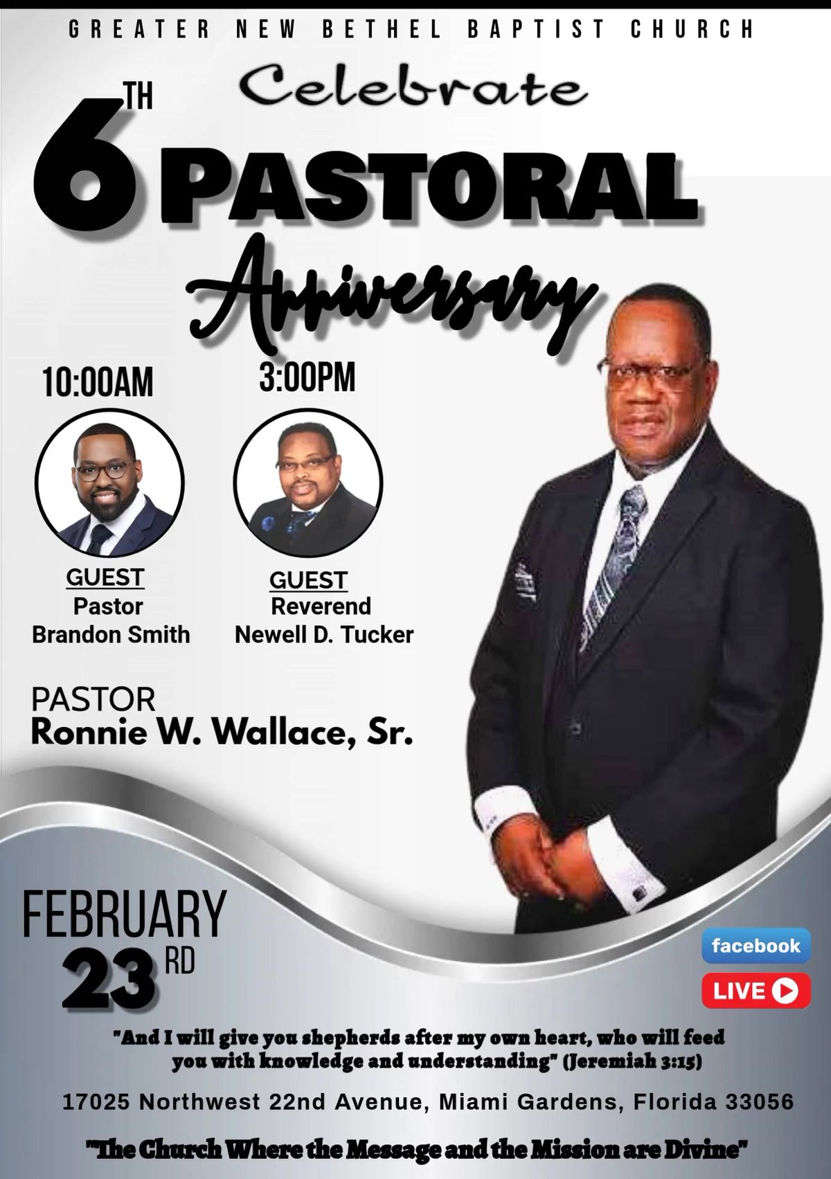 Celebrating Pastor Wallace 6 Pastoral Anniversary