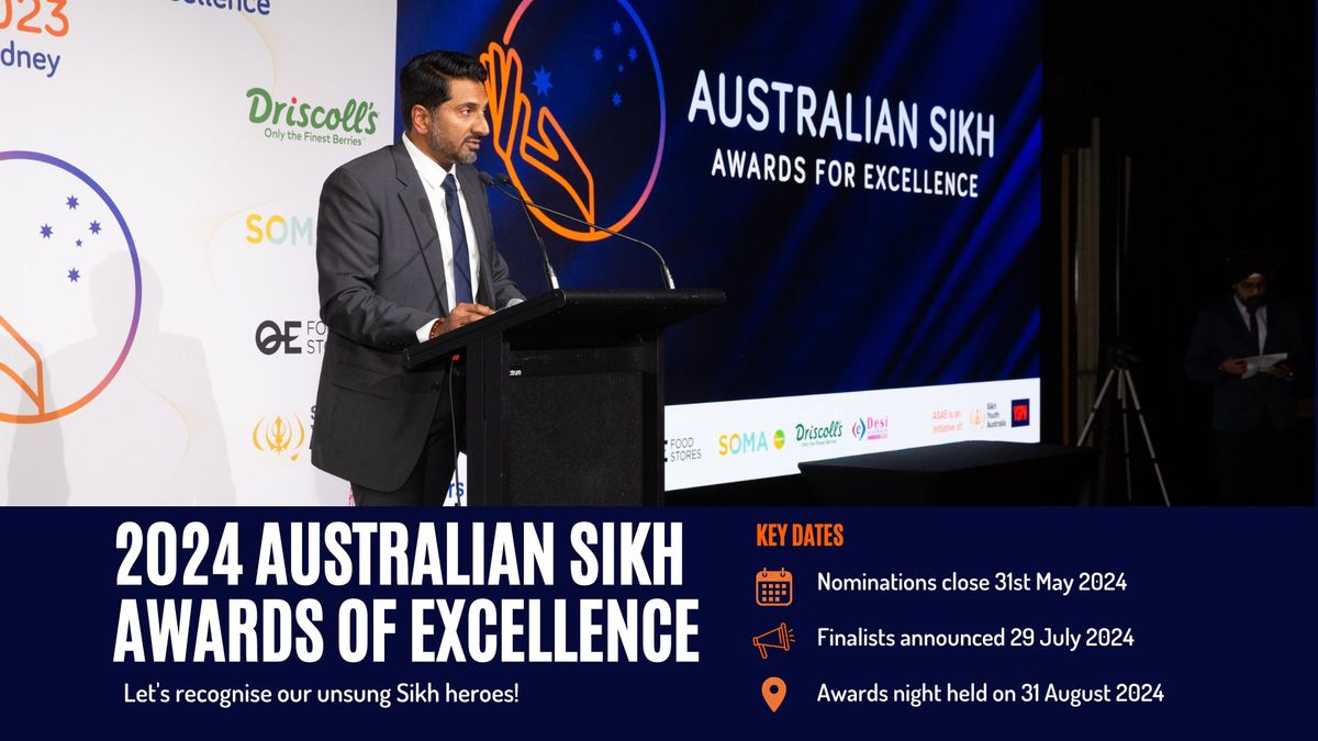 2024 Australian Sikh Awards of Excellence - Nominations Closing