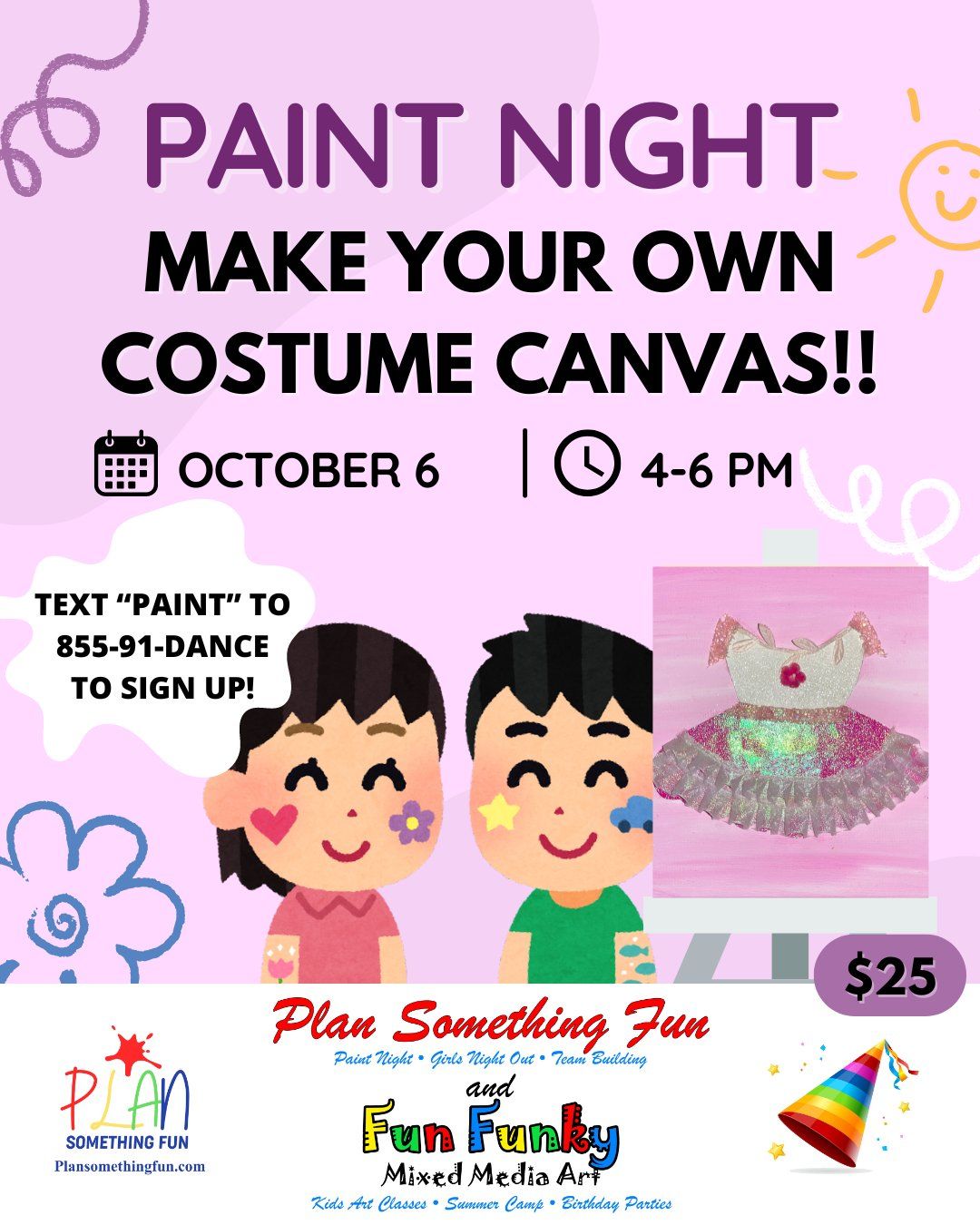 Paint Night! Make Your Own Costume Canvas! Fundraiser for MIM Dance Company with Fun Funky Art