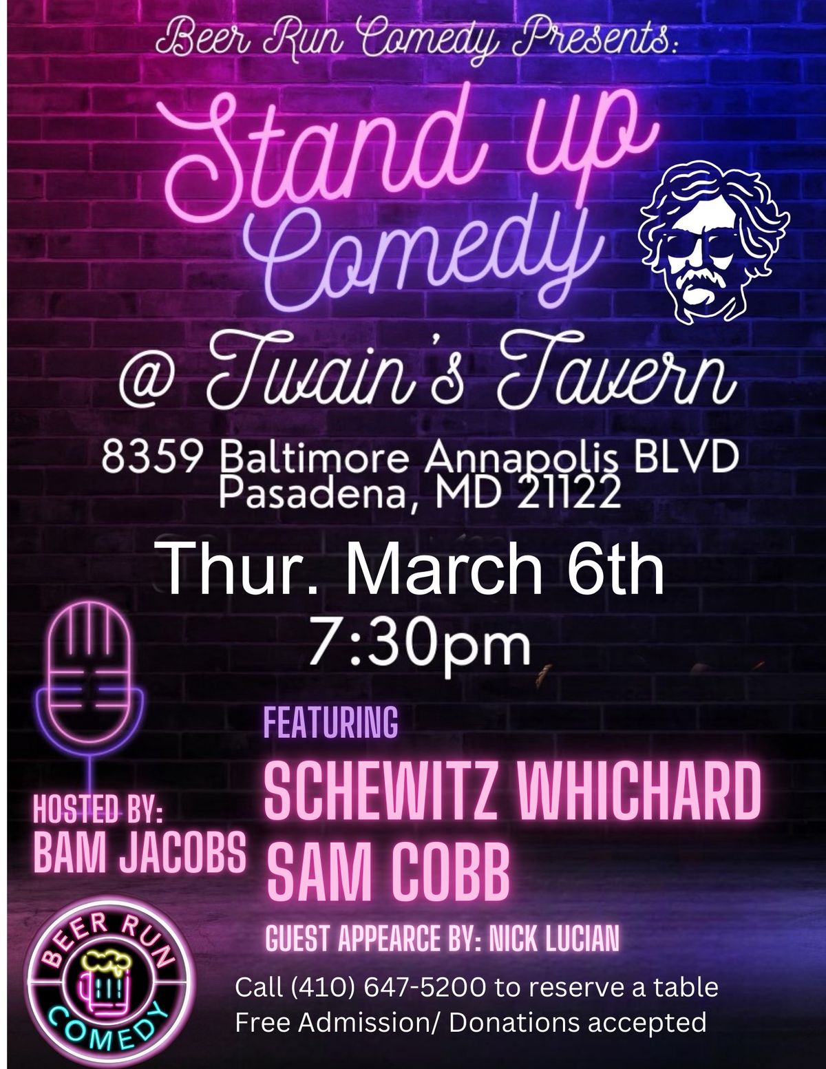 FREE! Stand Up Comedy at Twain's Tavern