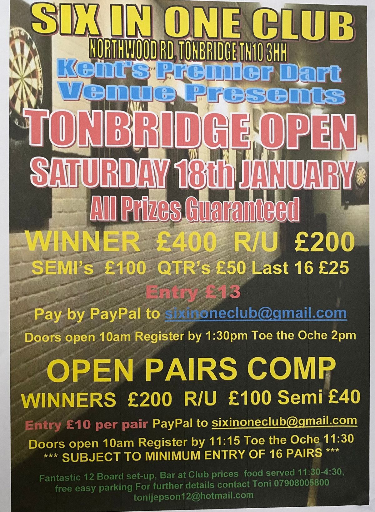 TONBRIDGE OPEN DART COMP \ud83c\udfaf 