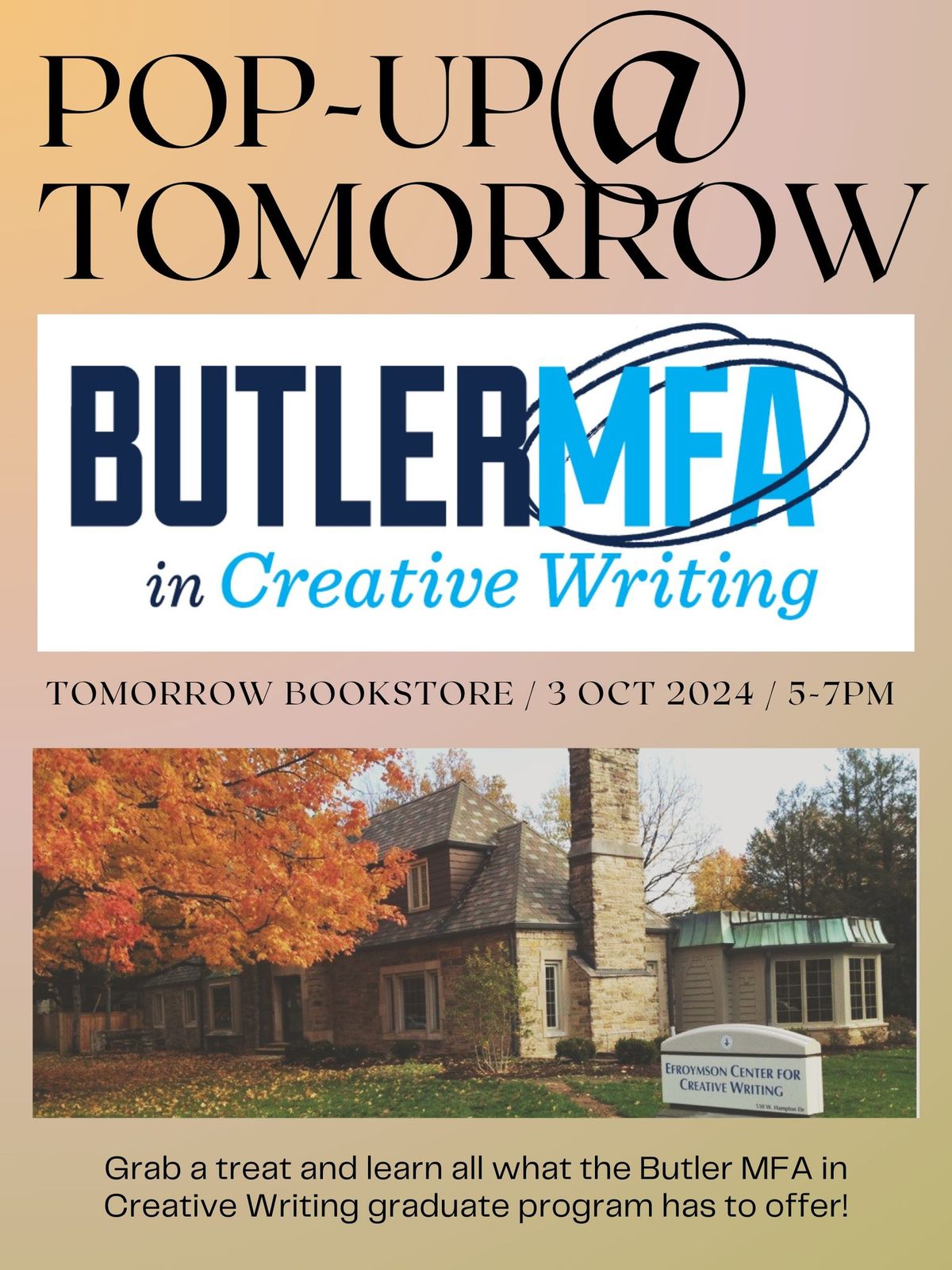 Butler MFA Pop-up at Tomorrow Bookstore