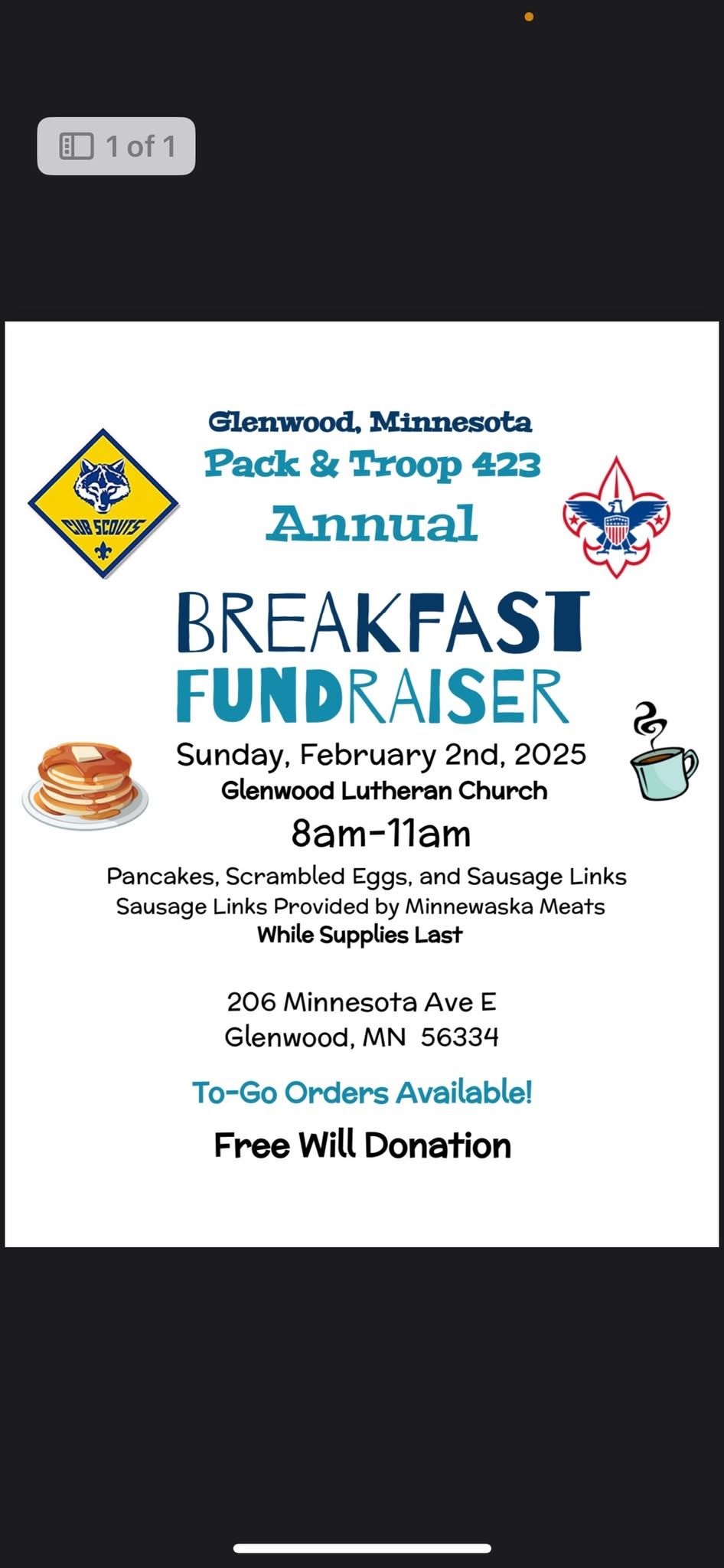 Annual Scout Pancake Fundraiser 