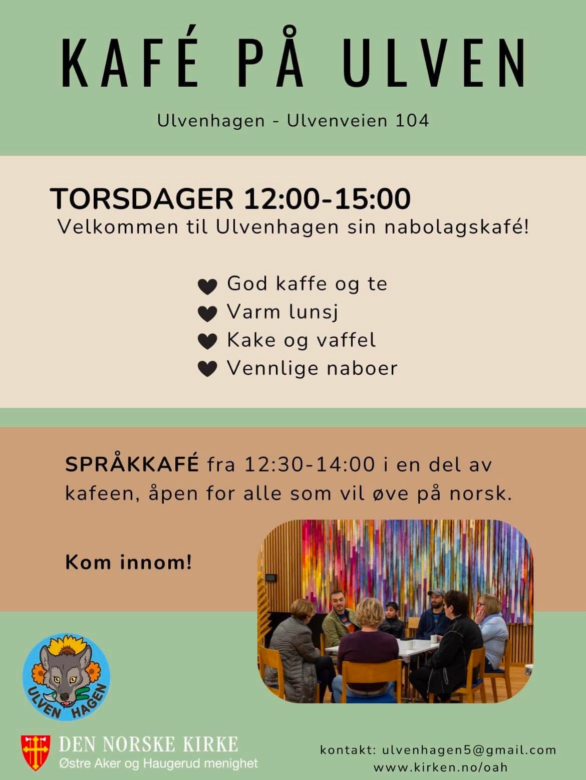 Ukentlig \u00c5pen Kafe p\u00e5 Ulvenhagen (Med Spr\u00e5kkafe) 