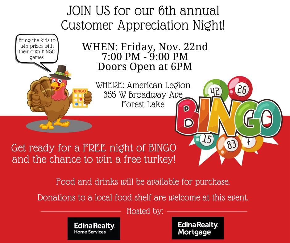 Edina Realty's 6th Annual Turkey Bingo! \ud83e\udd83