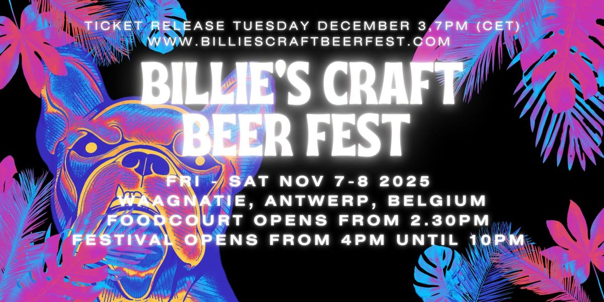 BILLIE'S CRAFT BEER FEST 2025: Fri November 7 and Sat November 8