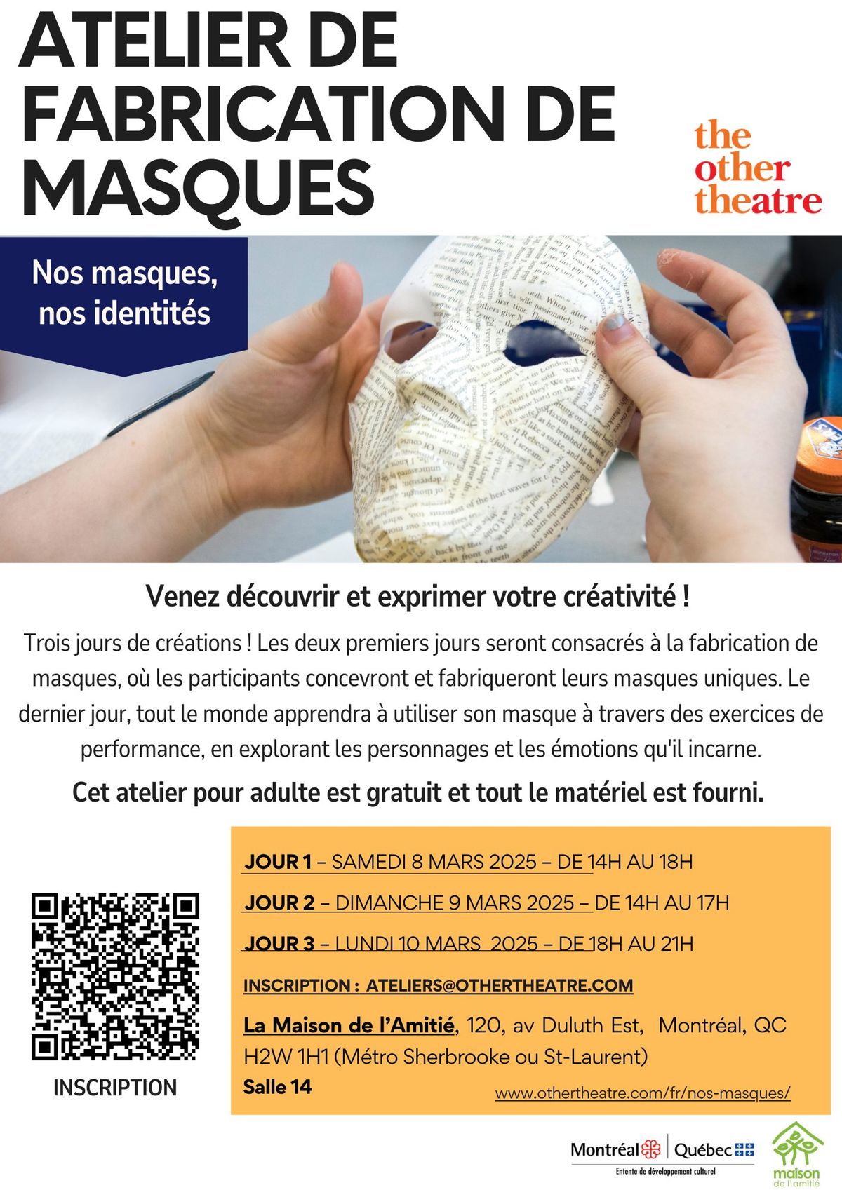 Atelier de fabrication de masques \/Mask Making Workshop