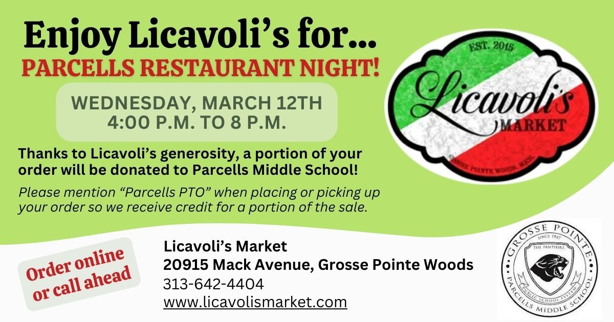 Enjoy Licavoli\u2019s Market for Parcells Restaurant Night 