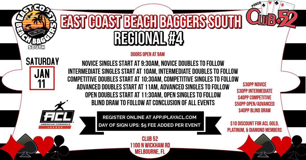 East Coast Beach Baggers South - Regional #4 at Club 52