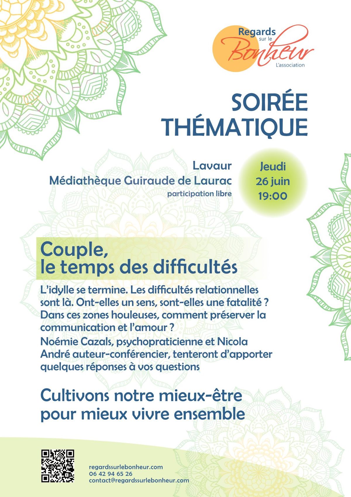 Soir\u00e9e th\u00e9amtiques "Couple, le temps des difficult\u00e9s"