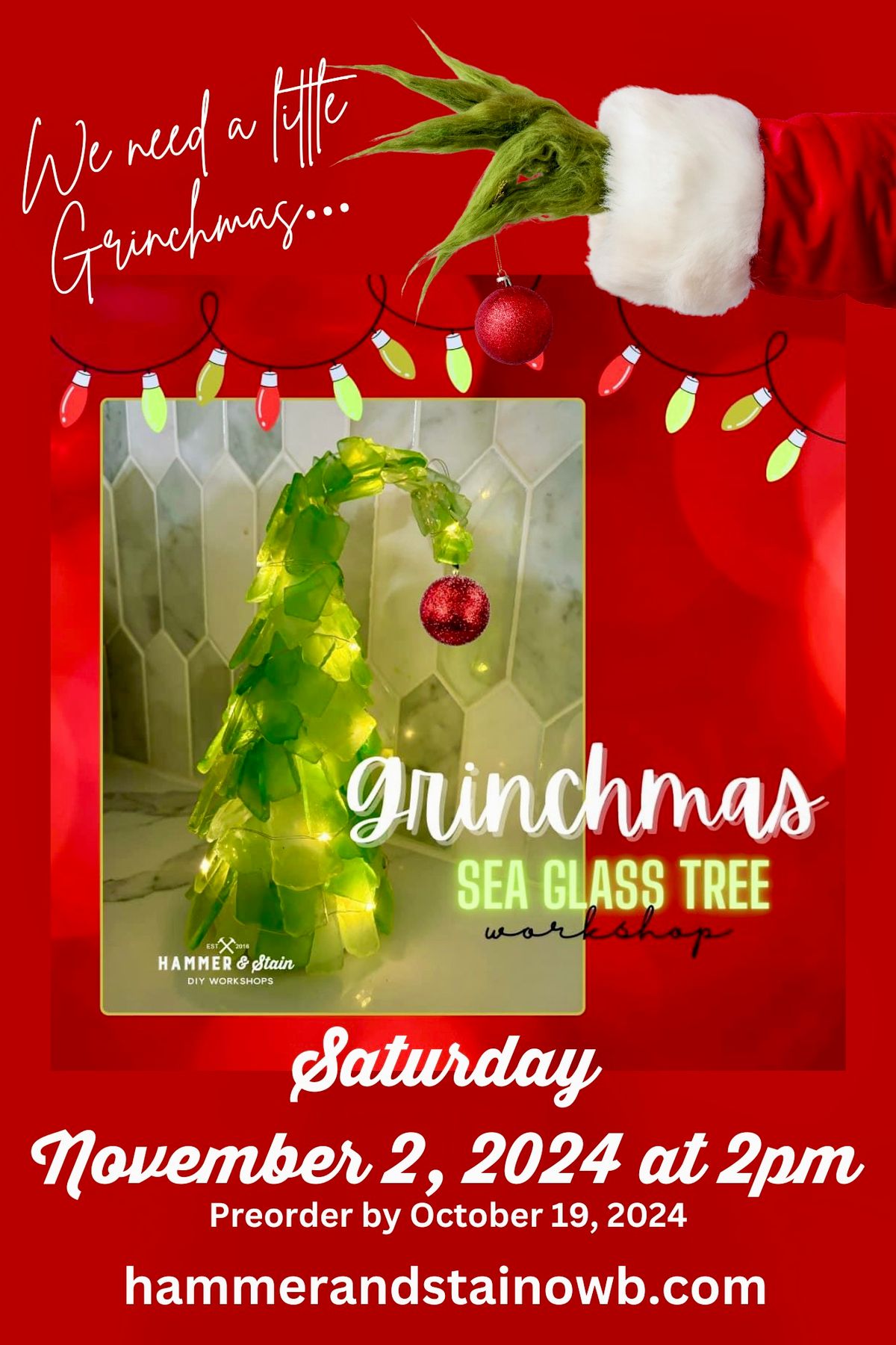 Grinchmas Faux Sea Glass Tree Workshop