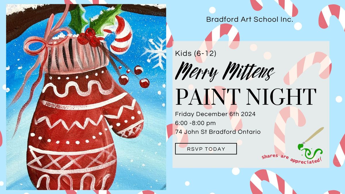 Kids Christmas Winter Holiday Themed Paint Night Art Class