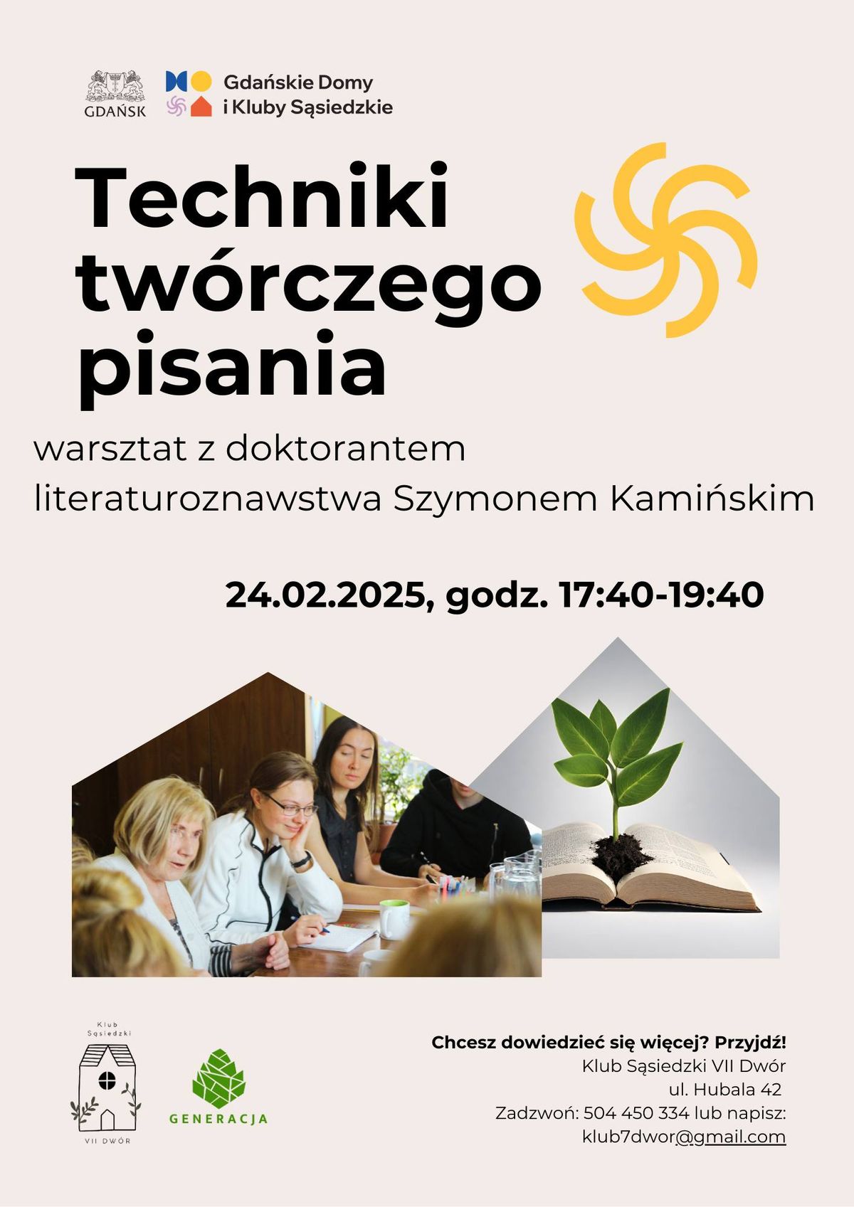 Techniki tw\u00f3rczego pisania - warsztat z doktorantem literaturozawstwa Szymonem Kami\u0144skim 