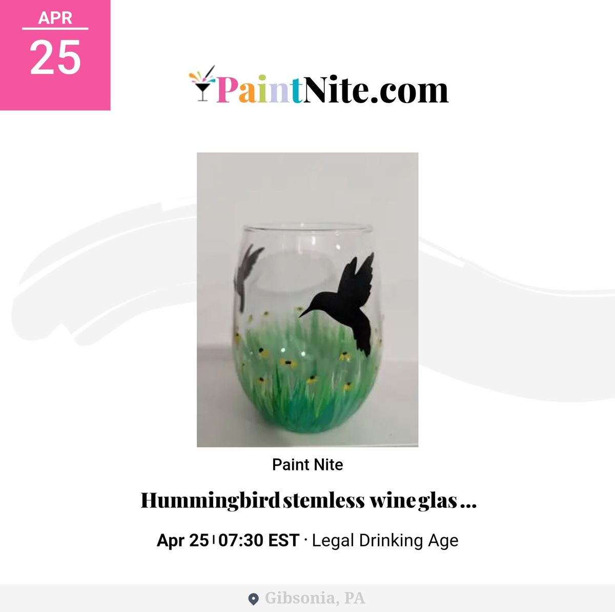 Hummingbird stemless wine glass set of 2 