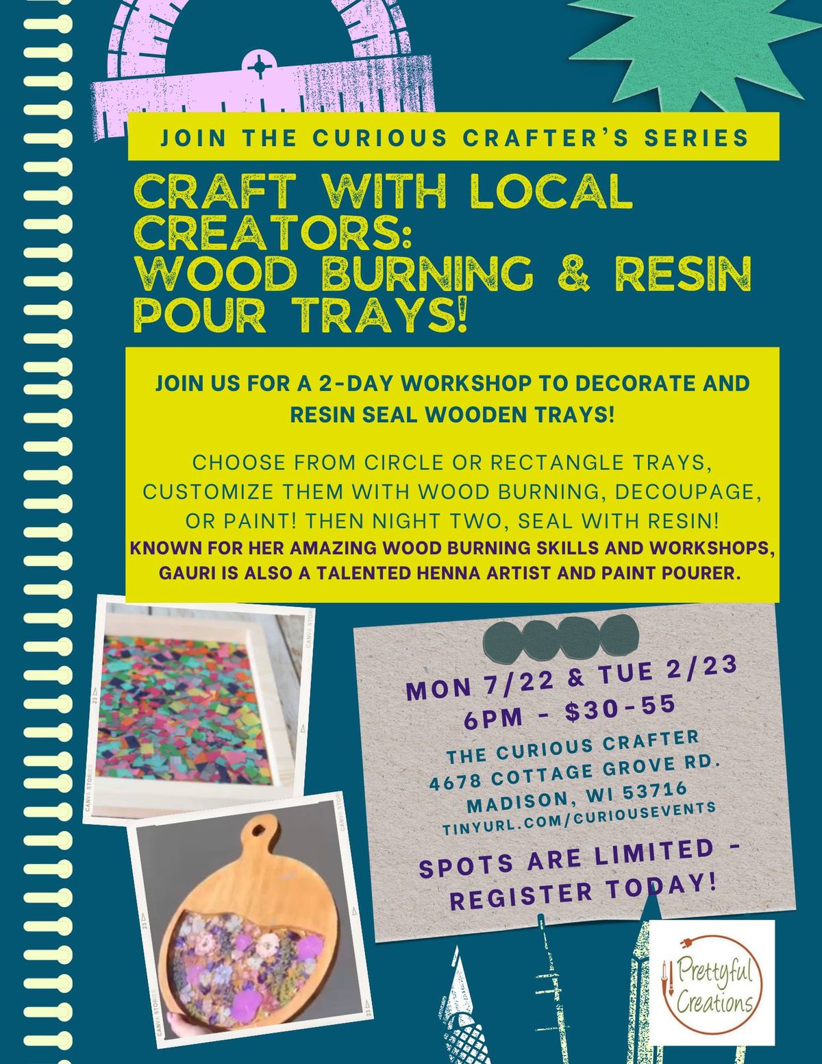 Wood Burning and Resin Poured Wooden Tray Workshop!