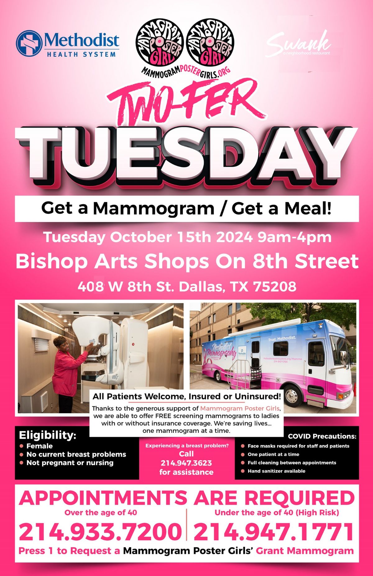 FREE MAMMOGRAMS! October 15, 2024 Two-Fer Tuesday-Bishop Arts District