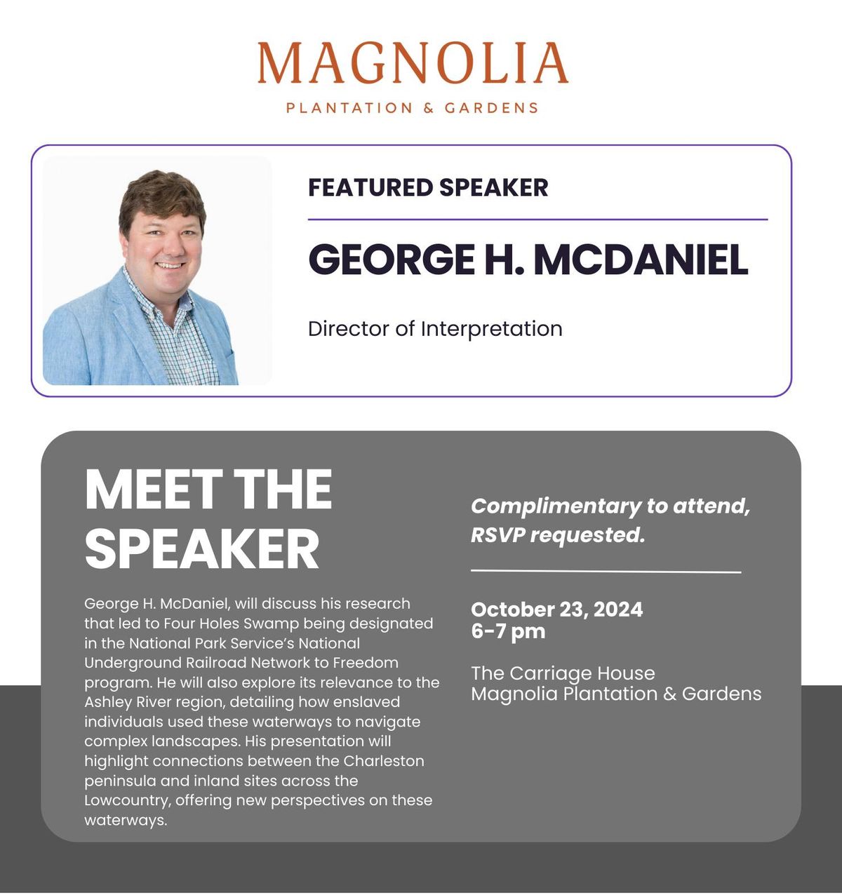 Speaker Series: George McDaniel, Director of Interpretation