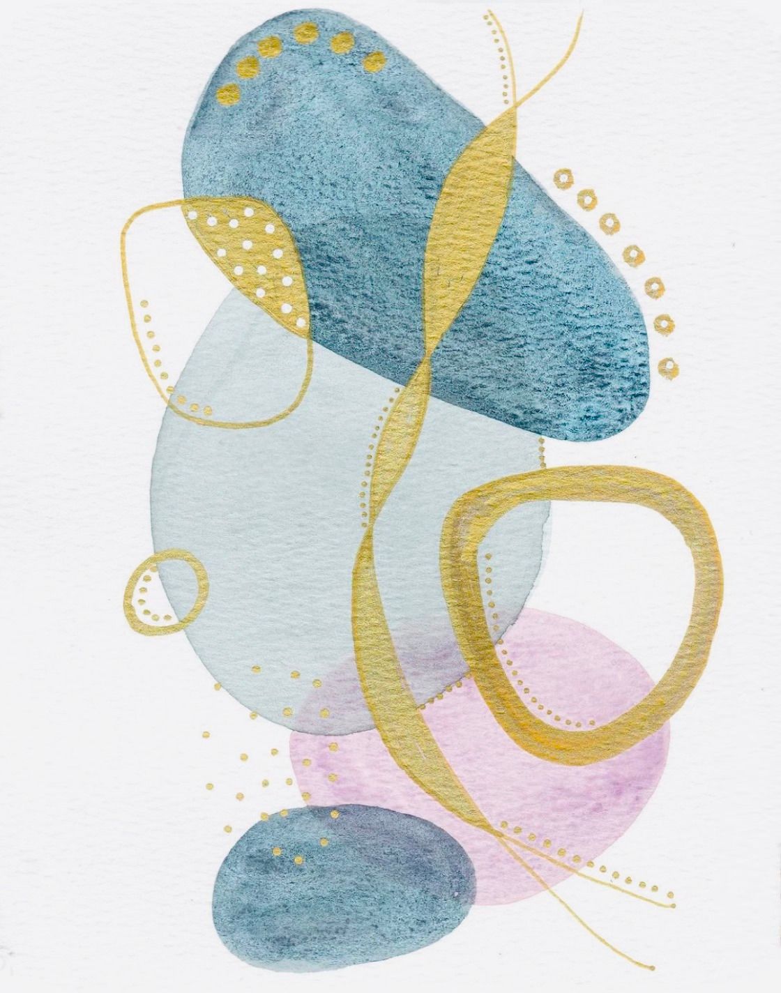 DAY CLASS Teal and Gold Abstract Watercolor and Ink Class with Tia on Thursday Sept. 26 from 1-2pm