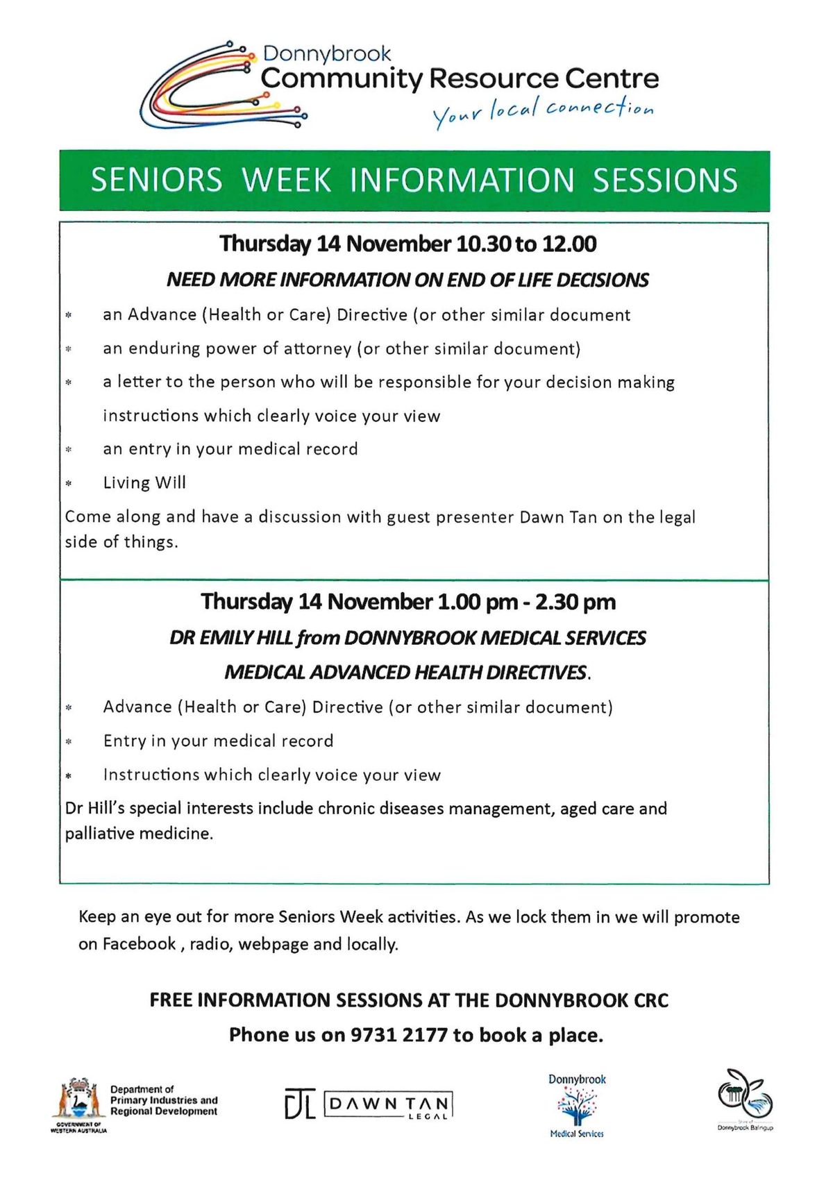 Seniors Week- End of Life Directives with Dr Emily Hill