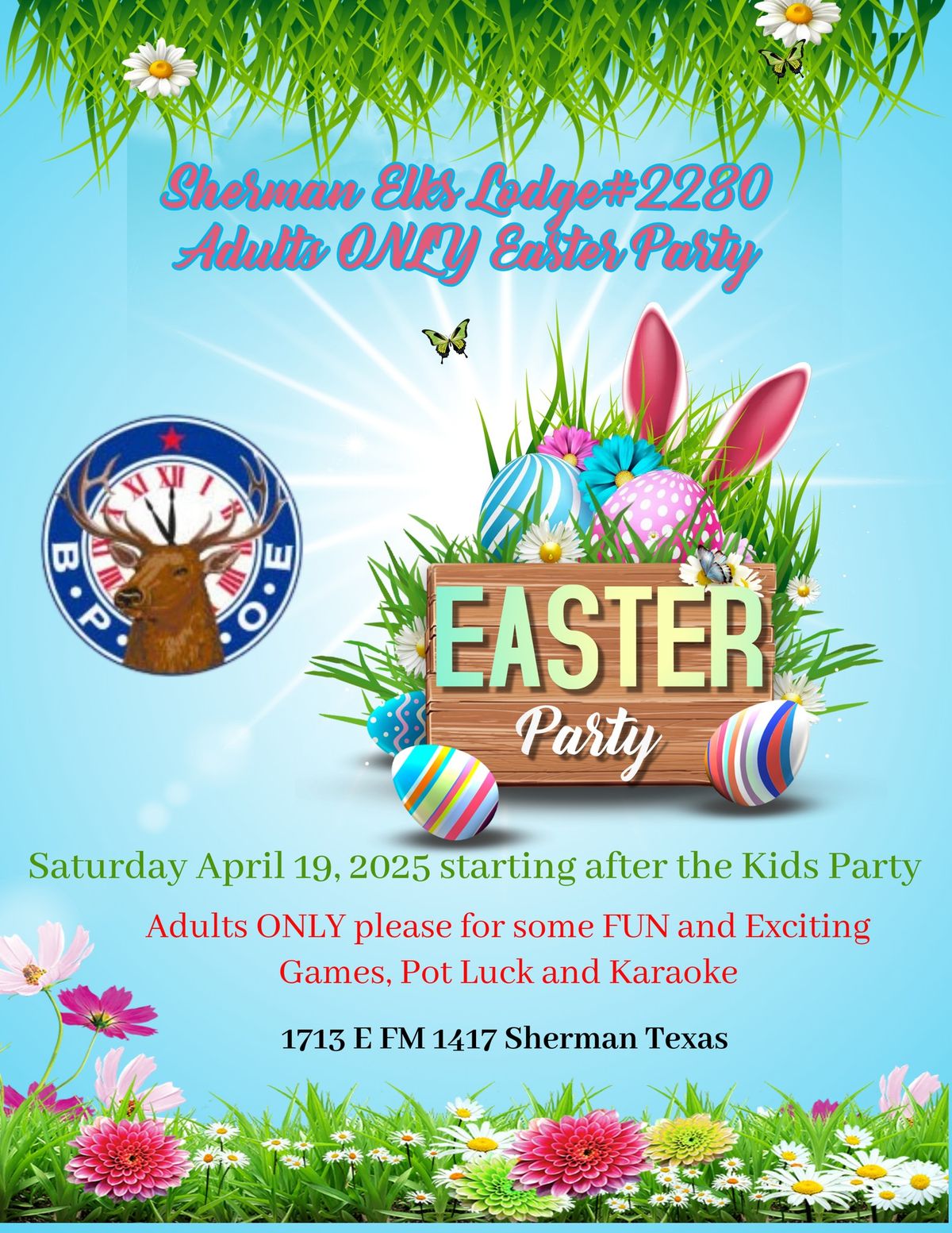 Sherman Elks Lodge #2280 Adults ONLY Easter Party