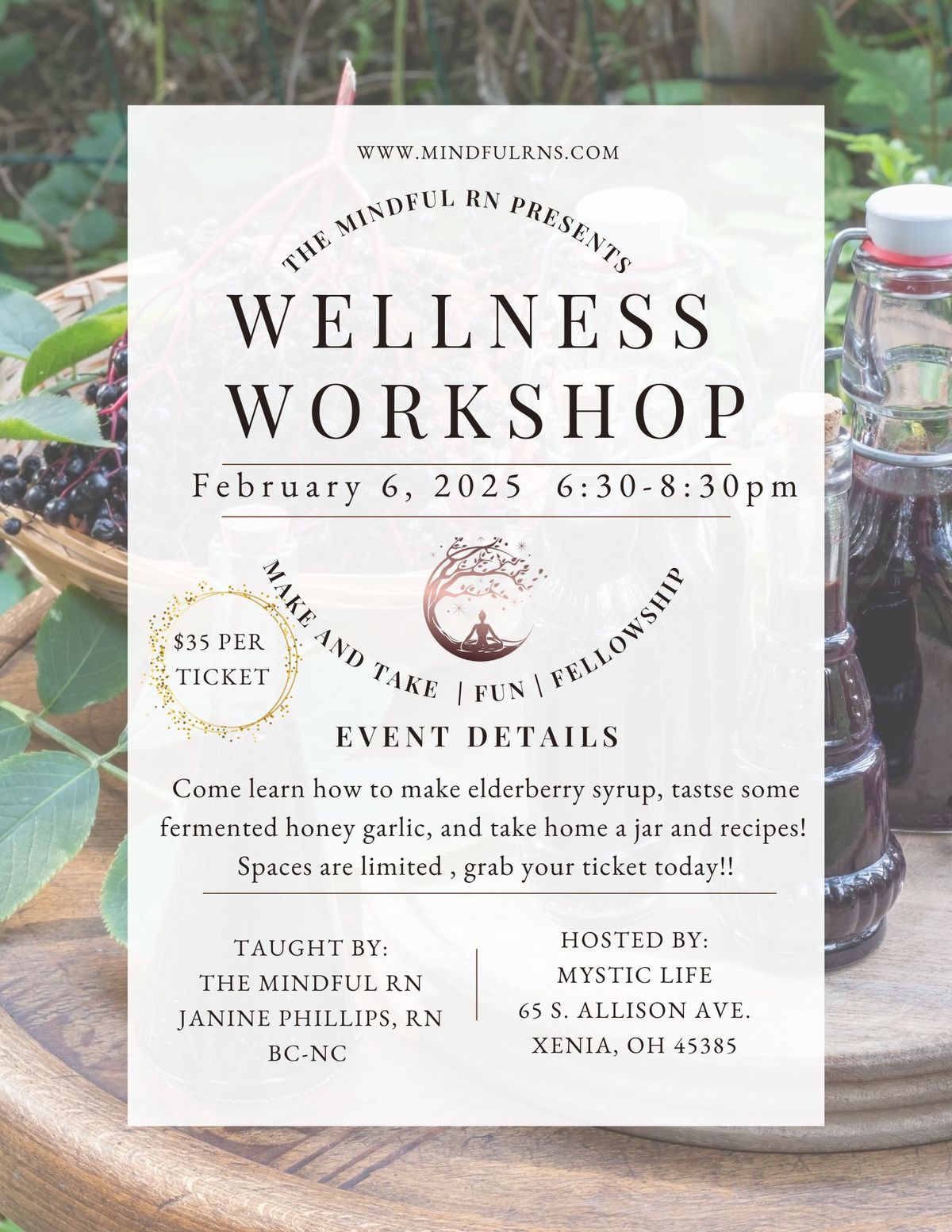 Wellness Workshop-Make and Take Elderberry Syrup with The Mindful RN, Janine Phillips, BC-NC 