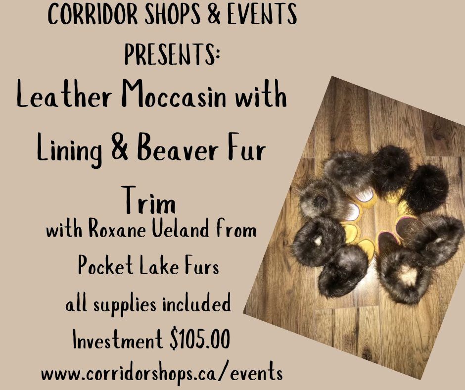 Jan 25 12pm-6pm Leather Moccasin With Lining and Beaver Fur Trim 15+