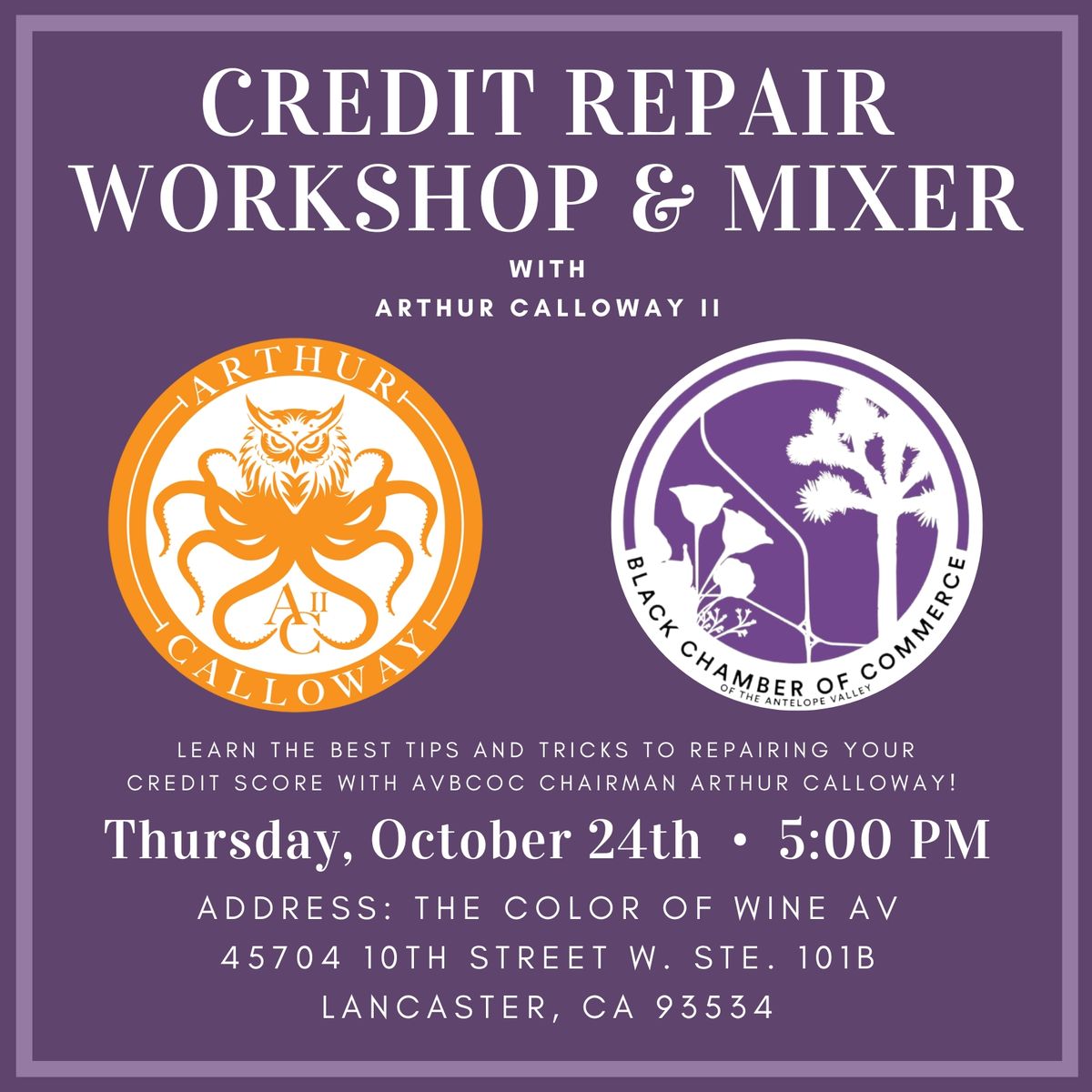 Credit Repair Workshop & Business Mixer with AVBCOC!