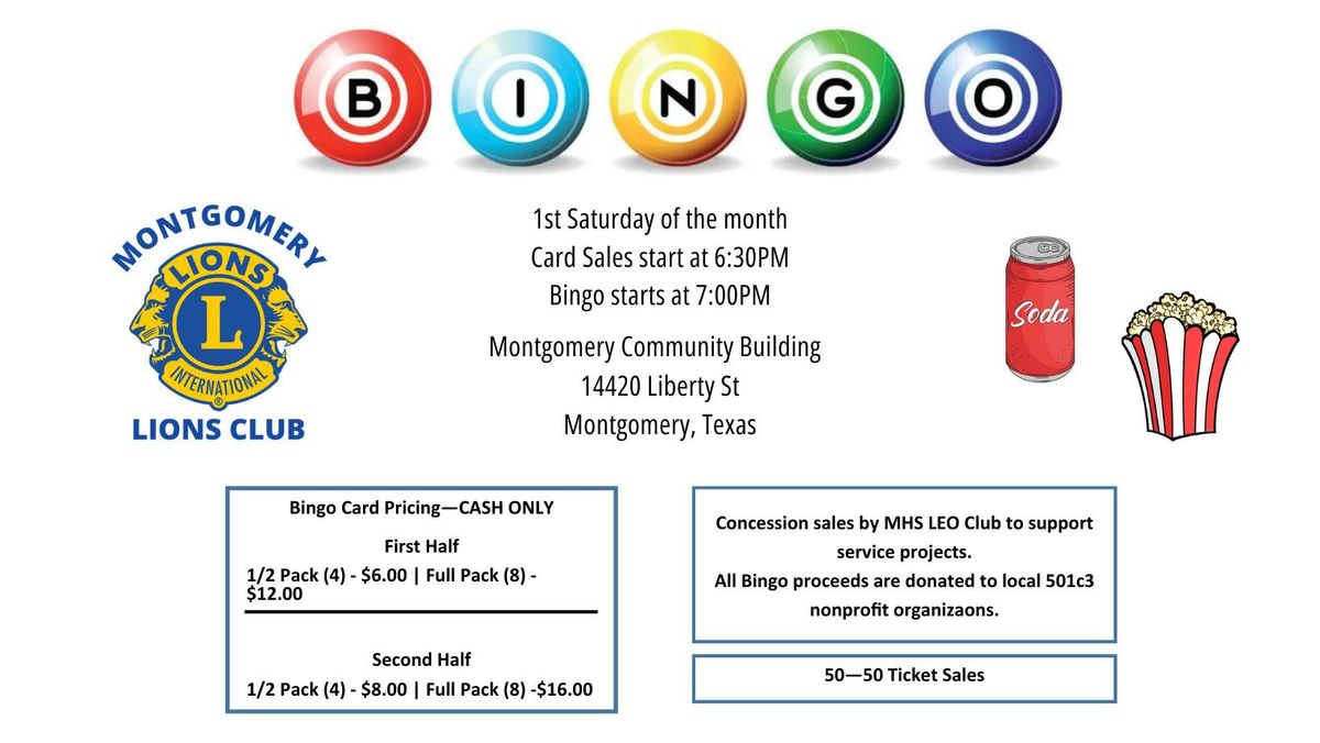 Montgomery Lions Club monthly Bingo Event