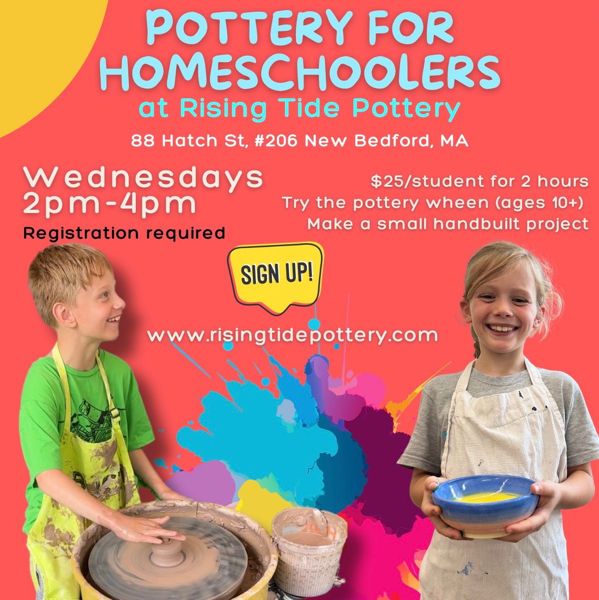 Pottery for Homeschoolers - Wednesdays 2-4PM