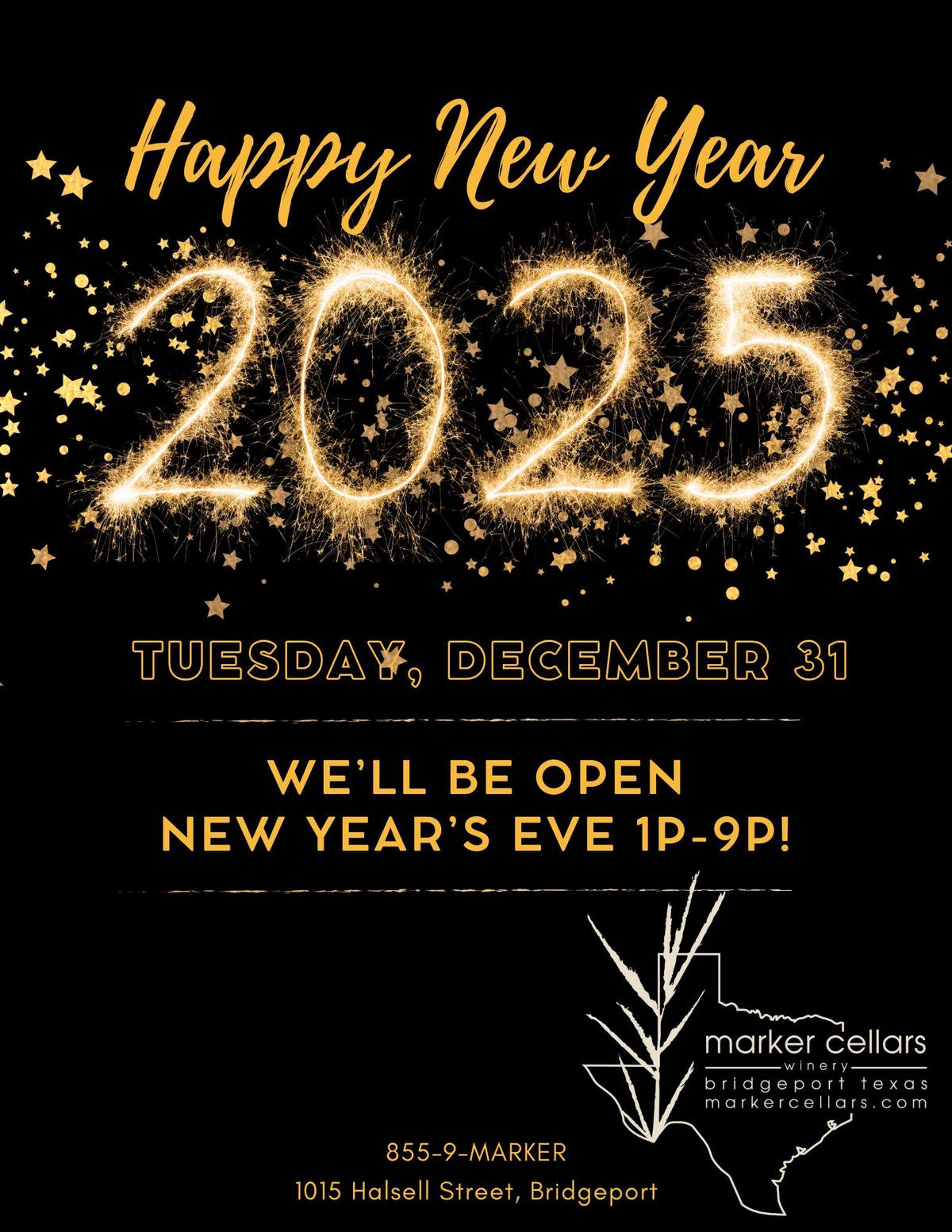 New Year's Eve: 1-9pm